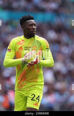 London, Großbritannien. August 2024. Andre Onana (MU) beim FA Community Shield Match, Manchester City gegen Manchester United, im Wembley Stadium, London, UK am 10. August 2024 Credit: Paul Marriott/Alamy Live News Stockfoto