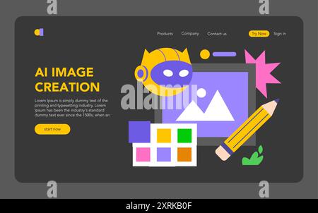Mobiles KI-Konzept. Eine Illustration, die künstliche Intelligenz im digitalen Design mit Symbolen und Grafiken zeigt. Innovative Schnittstellen, kreative KI-Technologie. Vektorabbildung. Stock Vektor