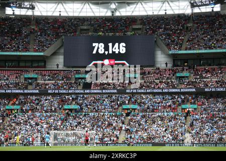 London, Großbritannien. August 2024. London, 10. August 2024: Teilnahme an Wembley beim FA Community Shield Final Football Match zwischen Manchester City und Manchester United im Wembley Stadium, London. (Pedro Soares/SPP) Credit: SPP Sport Press Photo. /Alamy Live News Stockfoto