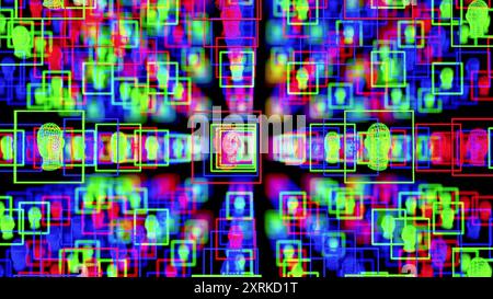 3D-Farbköpfe AI bd Datumsmitte 3D-Rendering Stockfoto