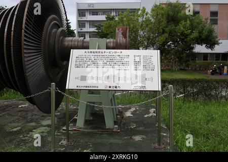 August 2024. Sendai, Präfektur Miyagi, Japan. Dampfturbinenmotor auf dem Aobayama-Campus der Tohoku-Universität. Stockfoto