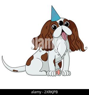 Illustration Porträt von Kavalier King Charles Spaniel Welpen. Hundekarten Stockfoto