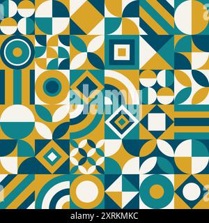 Geometrisches Poster mit minimalistischem Kunstwerk mit schlichter Form und Figur im modernen Mid Century-Stil. Abstraktes Vektormuster im skandinavischen Stil für Stock Vektor