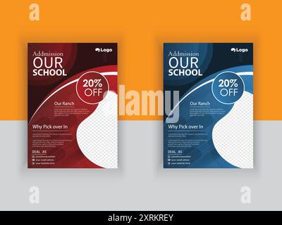 Kreatives professionelles und modernes Schulflyerdesign, Online-Schulbildung Eintrittsflyer Postervorlage, Bucheinband, Faltblatt, Poster, Broschüre Stock Vektor