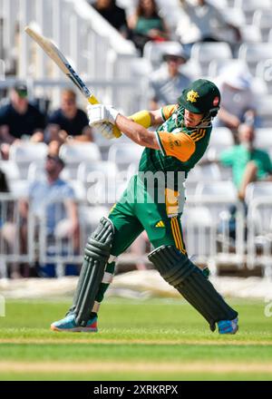 Tom MOORES von Nottingham Outlaws Batting beim One-Day Cup-Spiel Nottinghamshire gegen Essex in Trent Bridge, Nottingham, Vereinigtes Königreich, 11. August 2024 (Foto: Mark Dunn/News Images) Stockfoto