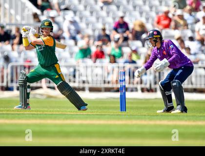 Tom MOORES von Nottingham Outlaws Batts während des Royal London One-Day Cup Matches Nottinghamshire gegen Essex in Trent Bridge, Nottingham, Vereinigtes Königreich, 11. August 2024 (Foto: Mark Dunn/News Images) in Nottingham, Vereinigtes Königreich am 11. August 2024. (Foto: Mark Dunn/News Images/SIPA USA) Stockfoto