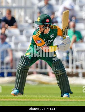 Tom MOORES von Nottingham Outlaws Batts während des Royal London One-Day Cup Matches Nottinghamshire gegen Essex in Trent Bridge, Nottingham, Vereinigtes Königreich, 11. August 2024 (Foto: Mark Dunn/News Images) in Nottingham, Vereinigtes Königreich am 11. August 2024. (Foto: Mark Dunn/News Images/SIPA USA) Stockfoto