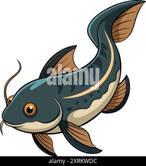 Illustration von niedlichem Cartoon-Wels Stock Vektor