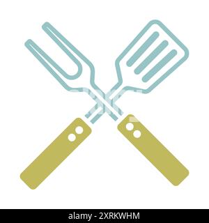 Symbol für große Gabel und Spachtel. Küchengerät. Diagrammsymbol für das Kochen von Website-Design, Logo, App, UI Stock Vektor