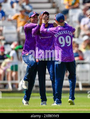 Essex-Feier während des Royal London One-Day Cup Matches Nottinghamshire vs Essex in Trent Bridge, Nottingham, Vereinigtes Königreich, 11. August 2024 (Foto: Mark Dunn/News Images) Stockfoto