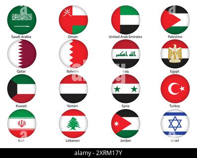 Rundflaggen aus Ländern des Nahen Ostens Stock Vektor