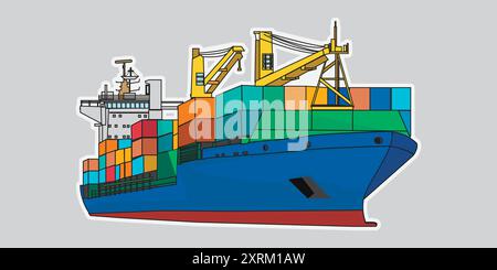 Vektorillustration Container Cargo Frachtschiffe Stock Vektor