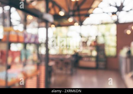 Café Café-Bar im Inneren abstrakte Unschärfe mit hellem Bokeh-Hintergrund Stockfoto