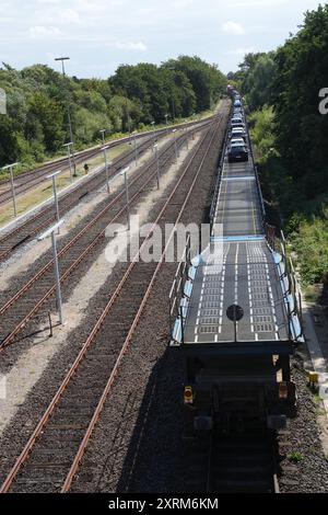 Sylt DDR,20240810, ferieninsel Sylt, Badeferien , Anreise mit dem Autozug *** Sylt DDR,20240810, Urlaubsinsel Sylt, Strandurlaub, Anreise mit dem Autozug Stockfoto