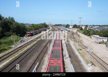 Sylt DDR,20240810, ferieninsel Sylt, Badeferien , Anreise mit dem Autozug *** Sylt DDR,20240810, Urlaubsinsel Sylt, Strandurlaub, Anreise mit dem Autozug Stockfoto