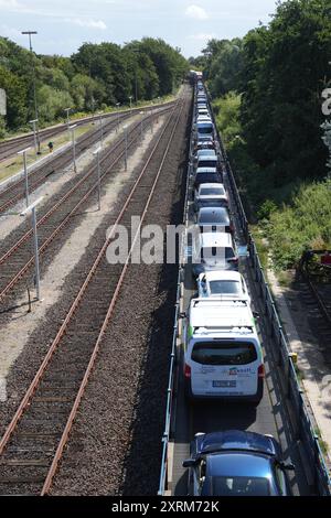 Sylt DDR,20240810, ferieninsel Sylt, Badeferien , Anreise mit dem Autozug *** Sylt DDR,20240810, Urlaubsinsel Sylt, Strandurlaub, Anreise mit dem Autozug Stockfoto