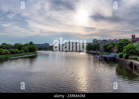 Riverfront in Wilmington bei Sonnenuntergang, Delaware, USA Stockfoto