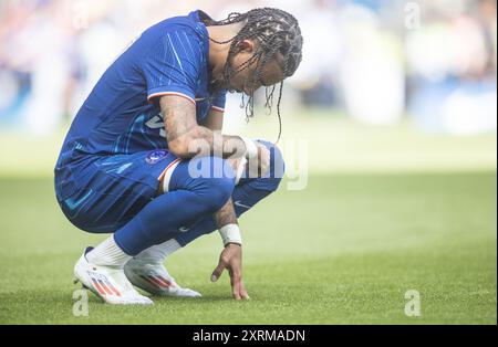 London, Großbritannien. August 2024. *** Während des Freundschaftsspiels zwischen Chelsea und Inter Mailand am 11. August 2024 in Stamford Bridge, London, England. Foto von Steve Ball. Nur redaktionelle Verwendung, Lizenz für kommerzielle Nutzung erforderlich. Keine Verwendung bei Wetten, Spielen oder Publikationen eines einzelnen Clubs/einer Liga/eines Spielers. Quelle: UK Sports Pics Ltd/Alamy Live News Stockfoto