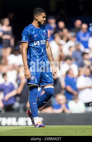 London, Großbritannien. August 2024. *** Während des Freundschaftsspiels zwischen Chelsea und Inter Mailand am 11. August 2024 in Stamford Bridge, London, England. Foto von Steve Ball. Nur redaktionelle Verwendung, Lizenz für kommerzielle Nutzung erforderlich. Keine Verwendung bei Wetten, Spielen oder Publikationen eines einzelnen Clubs/einer Liga/eines Spielers. Quelle: UK Sports Pics Ltd/Alamy Live News Stockfoto