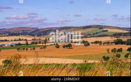 Dundee, Tayside, Schottland, Großbritannien. August 2024. Wetter in Großbritannien: Die warme August-Sonne bietet einen herrlichen Blick auf Dundee Sidlaw Hills und Strathmore Valley in Schottland. Quelle: Dundee Photographics/Alamy Live News Stockfoto