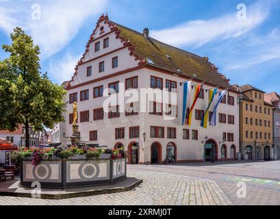Historische Gebäude in der Fußgängerzone von Ansbach Stockfoto