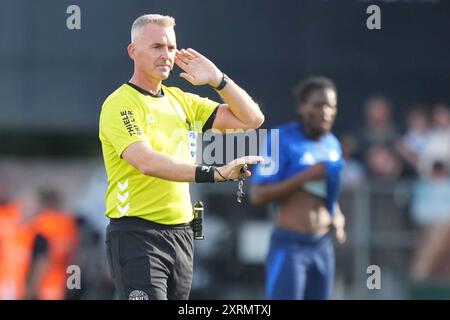 Haderslev, Dänemark. August 2024. Schiedsrichter Jakob Kehlet während des Superliga-Spiels zwischen Soenderjyske Football und dem FC Kopenhagen im Sydbank Park in Haderslev am Sonntag, den 11. August 2024. (Foto: Claus Fisker/Ritzau Scanpix) Credit: Ritzau/Alamy Live News Stockfoto