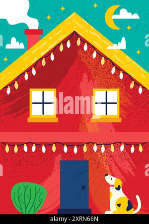 Rotes Ferienhaus Stock Vektor