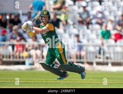 Tom MOORES von Nottingham Outlaws Batting beim One-Day Cup-Spiel Nottinghamshire gegen Essex in Trent Bridge, Nottingham, Vereinigtes Königreich, 11. August 2024 (Foto: Mark Dunn/News Images) Stockfoto