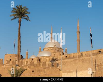 Außenansicht der Osmanischen Großen Moschee von Muhammad Ali Pascha oder Alabaster Saladin Zitadelle Moschee El Kairo Ägypten Stockfoto