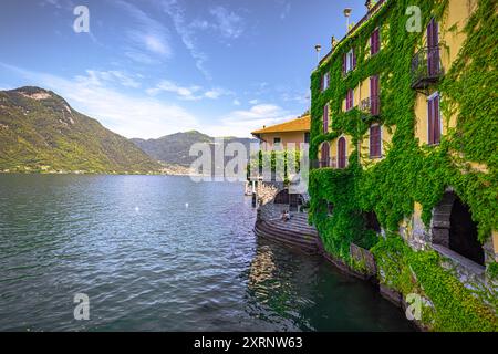 Die mittelalterliche Küstenstadt Nesso im Comer See, Italien Stockfoto