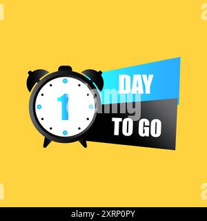 Noch 1 Tag. Symbol für Countdown-Timer. Fokus Nummer eins. Gelber Hintergrund. Stock Vektor