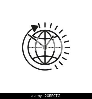 Symbol für globale Zeit. Weltzeitsymbol. Internationale Zeitzone. Vektorabbildung. Stock Vektor