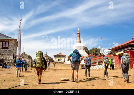 Trekking durch Tengboche auf dem Everest Base Camp Trail Stockfoto