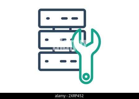 Symbol Data Engineering. Symbol für Technologie. Liniensymbolstil. Vektorillustration für Datenanalyselemente Stock Vektor