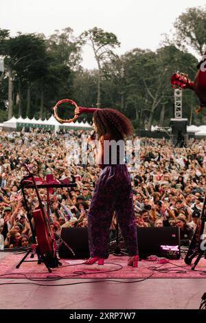 San Francisco, USA. August 2024. Corinne Bailey Rae tritt auf der Sutro-Bühne während des Outside Lands 2024 Music and Arts Festivals auf, das am 11. August 2024 im Golden Gate Bridge Park in San Francisco stattfindet. (Foto von Alive Coverage/SIPA USA) Credit: SIPA USA/Alamy Live News Stockfoto