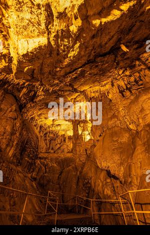 Die DamlataÅü Höhle in der Nähe von Alanya die ca. 11 km von Alanya entfernte Höhle befindet sich auf dem westlichen Abhang des Cebeli Reis Berges, 232 m über dem Meeresspiegel. Die 360m lange und 10-15m breite Höhle besteht aus vier Galerien. In der Höhle finden sich zahlreiche Stalaktite- Stalagmite- und Travertinebildungen. Am Höhlenende befindet sich ein kleiner See mit einer Fläche von ca. 200 Quadratmetern. Alanya Antalya Türkei *** die DamlataÅü-Höhle bei Alanya die Höhle befindet sich etwa 11 km von Alanya entfernt am Westhang des Berges Cebeli Reis, 232 m über dem Meeresspiegel der 360 m langen A Stockfoto