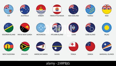 Rundsymbole aller australischen Landesflaggen Stock Vektor