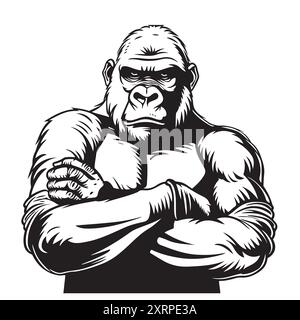 Gorilla-Illustration Hand gezeichnet isolierte Vektor-Illustration Stock Vektor