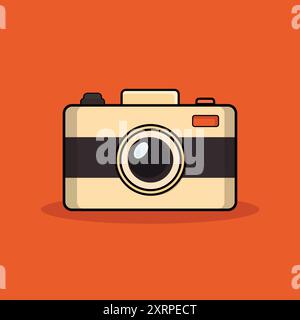 Retro-Fotokamera Illustration Digitalkamera mit einfarbigem Hintergrund Stock Vektor