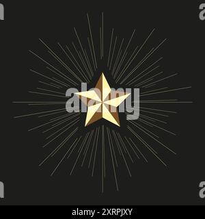 Luxusstern in einem Kreis Premium Vektor, Gold, Spitzenwert der Vektor-Zeichen-Illustration in schwarzem Hintergrund Design Stock Vektor