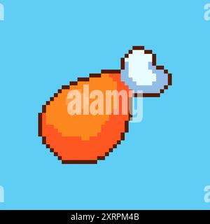 Vektor-Illustration von gebratenem Huhn mit Pixel Art Design, perfekt für Spielelemente thematische Designs Stock Vektor