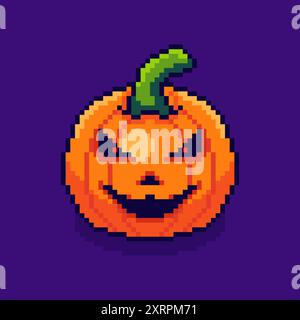 Vektor-Illustration des gruseligen Kürbis halloween-Themas mit Pixel Art Design, perfekt für Spiel-Assets Themen Designs Stock Vektor