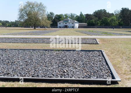 Das Haupttor oder Wachturm A des Konzentrationslagers Sachsenhausen in Oranienburg, Brandenburg Stockfoto