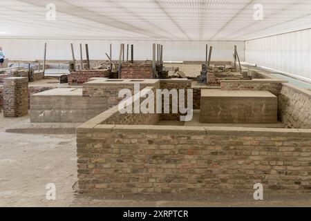 Überreste der Hinrichtungsstätte Station Z, Hinrichtungsgräben, Gaskammer und Krematorium des NS-deutschen Konzentrationslagers Sachsenhausen Stockfoto