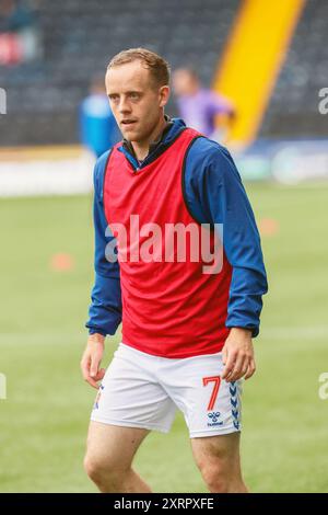 RORY McKenzie, professioneller Fußballspieler, spielt derzeit für Kilmarnock FC. Während eines Trainings und einer Aufwärmsitzung vor dem Spiel. Stockfoto