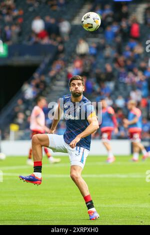 ROBIN PROPPER, professioneller Fußballspieler, spielt derzeit für die Rangers. Wird während einer Aufwärmphase und einer Trainingseinheit vor dem Spiel durchgeführt. Stockfoto