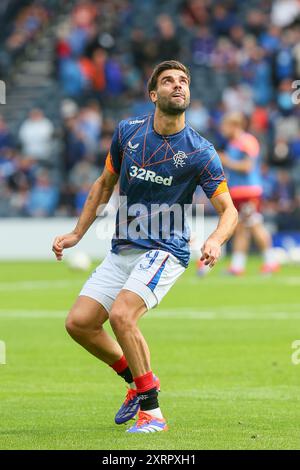 ROBIN PROPPER, professioneller Fußballspieler, spielt derzeit für die Rangers. Wird während einer Aufwärmphase und einer Trainingseinheit vor dem Spiel durchgeführt. Stockfoto