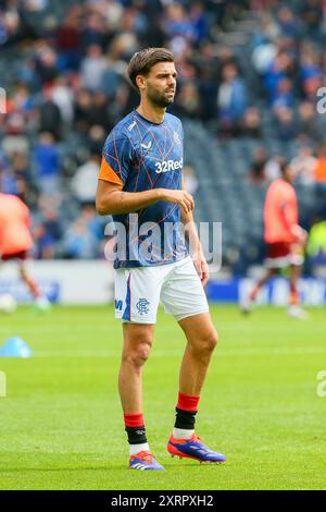 ROBIN PROPPER, professioneller Fußballspieler, spielt derzeit für die Rangers. Wird während einer Aufwärmphase und einer Trainingseinheit vor dem Spiel durchgeführt. Stockfoto