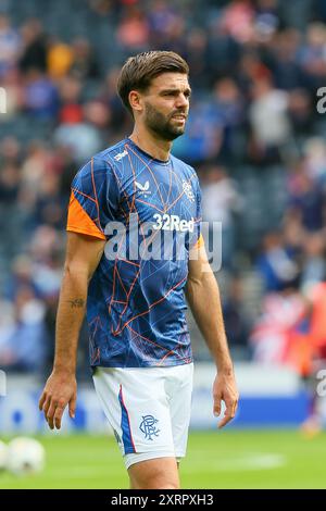 ROBIN PROPPER, professioneller Fußballspieler, spielt derzeit für die Rangers. Wird während einer Aufwärmphase und einer Trainingseinheit vor dem Spiel durchgeführt. Stockfoto