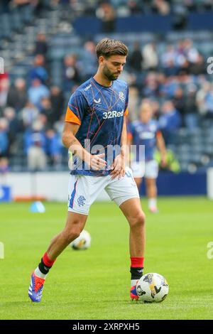 ROBIN PROPPER, professioneller Fußballspieler, spielt derzeit für die Rangers. Wird während einer Aufwärmphase und einer Trainingseinheit vor dem Spiel durchgeführt. Stockfoto